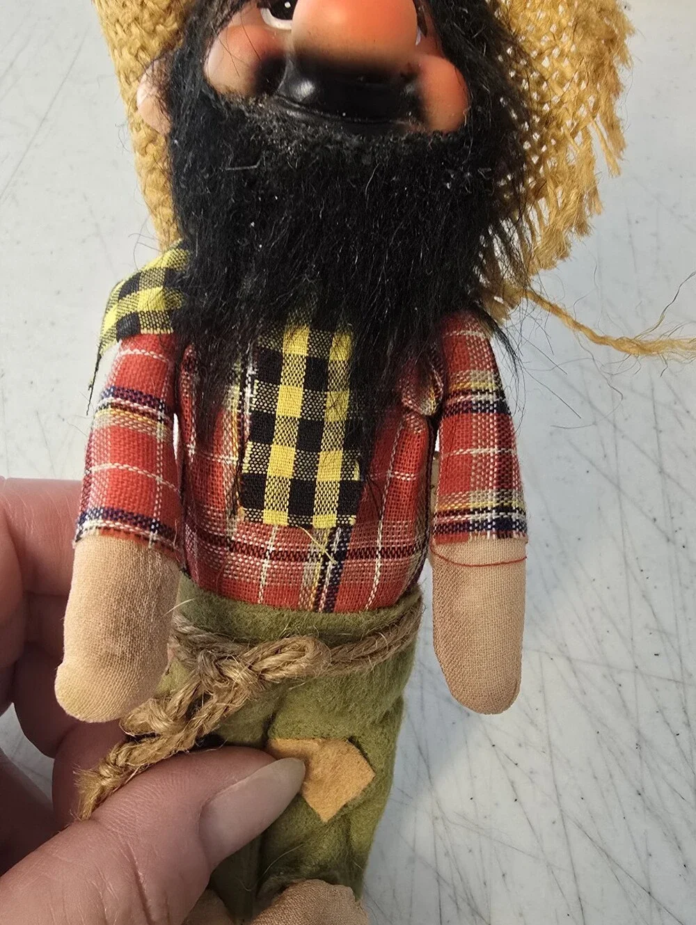 Vintage Jerry Elsner Co. Multi-Colored Bearded Hillbilly straw hat Doll Japan
